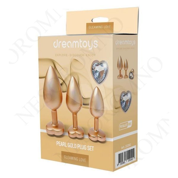 Набір із трьох анальних пробок Dream Toys Gleaming Love, розміри S, M, L, перламутрово-золоті DT22202 фото