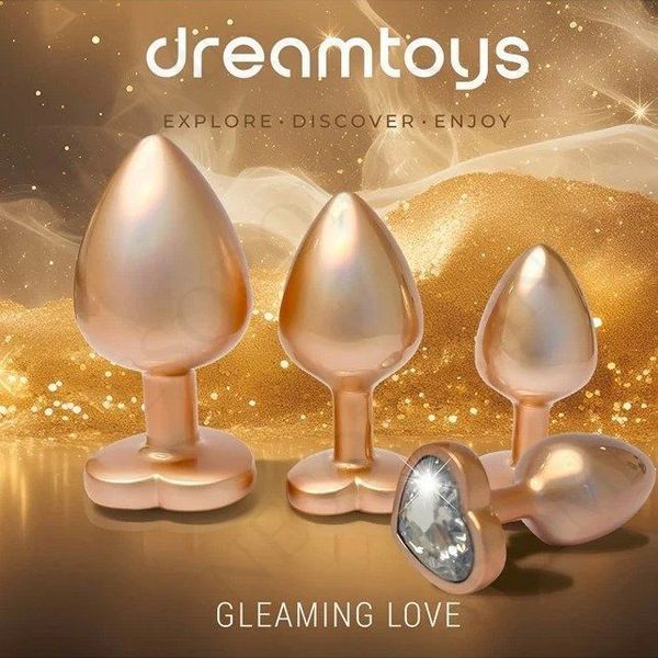 Набір із трьох анальних пробок Dream Toys Gleaming Love, розміри S, M, L, перламутрово-золоті DT22202 фото