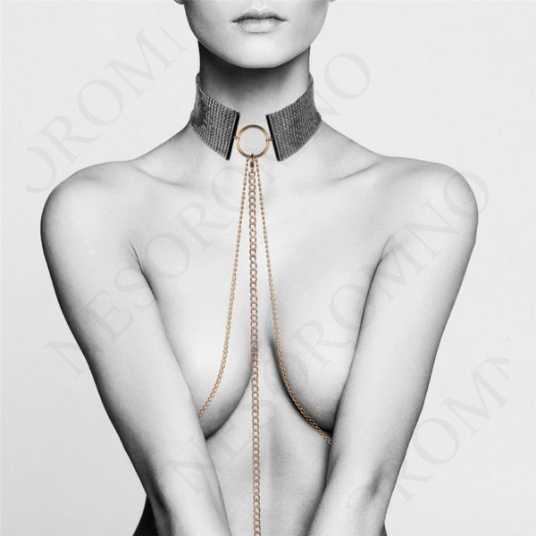 Намисто-нашийник з ланцюжком Bijoux Indiscrets чорне, 59 см B0144 фото