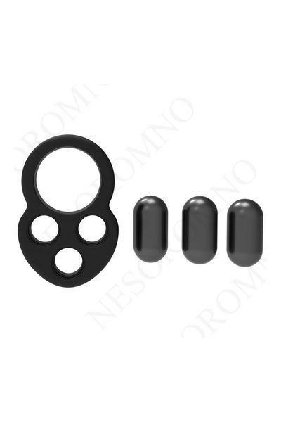 Ерекційне кільце Dreamtoys RAMROD з трьома обтяжувачами, чорне DT22186 фото