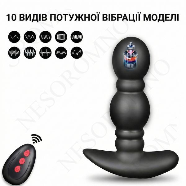Анальний розширювач з вібрацією та автонадуванням Adorime 10 режимів з дистанційним керуванням 3,7-8,5 см Чорний X00001244 фото