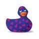 Вібратор качка для кліторальної стимуляції Big Teaze Toys Rub My Duckie синя у сердечках BTT29014 фото 1
