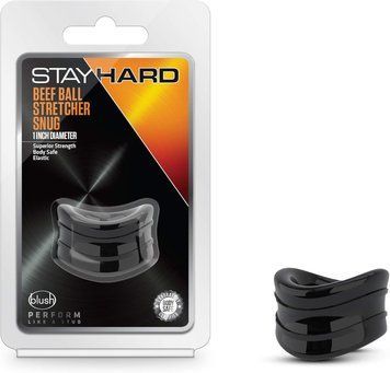 Ерекційна насадка Blush Stay Hard Beef Ball Stretcher Snug чорна, 3.8 см T331500 фото