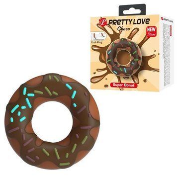 Ерекційне кільце Pretty Love Choco у формі пончика з кремом, коричневе, 4,6 &times; 2 см BI-210344 фото