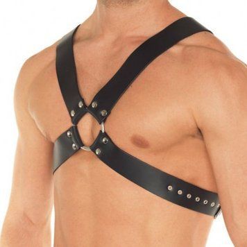 Збруя чоловіча хрестоподібна DS Fetish, екокожа, чорна 302412186 фото