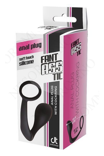 Анальна пробка з еррекційним кільцем FANTASSTIC ANAL PLUG WITH COCKRING BLACK DT22003 фото