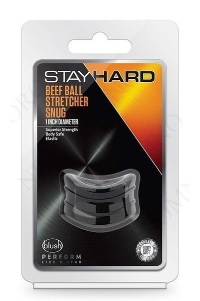 Ерекційна насадка Blush Stay Hard Beef Ball Stretcher Snug чорна, 3.8 см T331500 фото