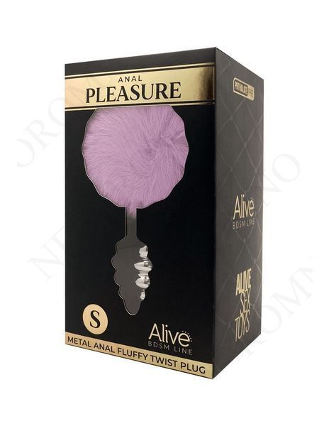 Анальна рельєфна пробка Alive Anal Pleasure зі світло-фіолетовим хвостом, S AL70390 фото