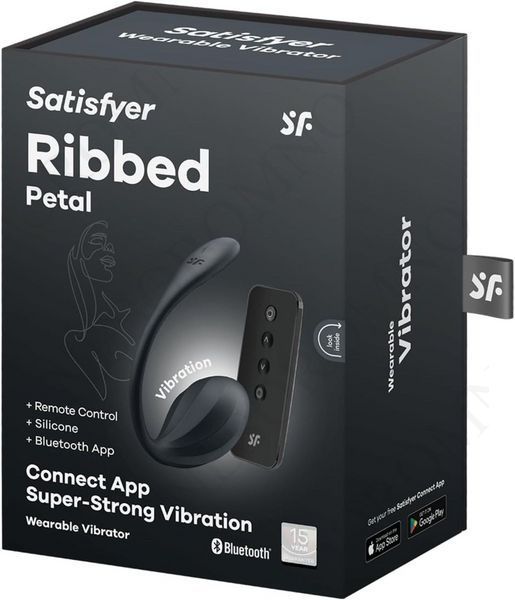 Вібратор у трусики Satisfyer Ribbed Petal з додатком та пультом, чорний ST4002767 фото