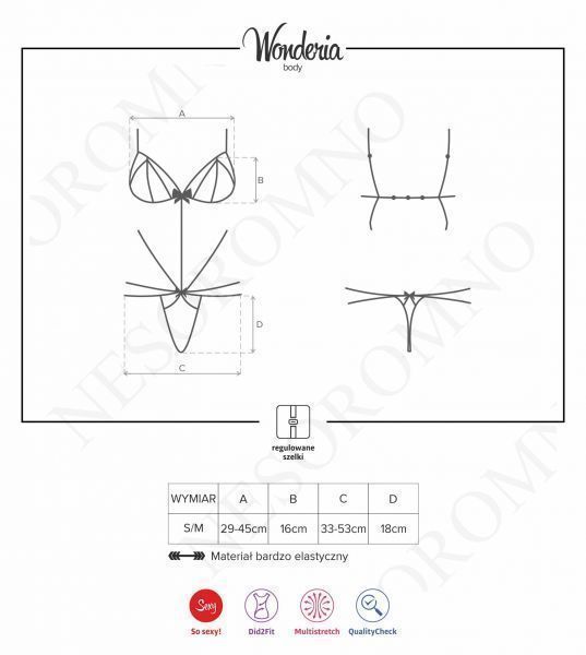 Боді мереживне зі стрепами Obsessive Wonderia чорний, S/M 410880 фото