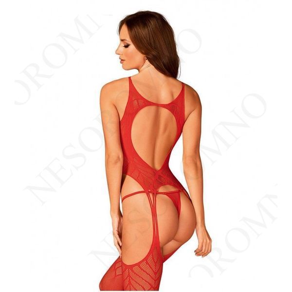 Бодістокінг з відкритим доступом із візерунком Obsessive N122 червоний, S/M/L 411501 фото
