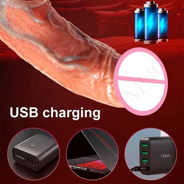 Реалістичний вібратор із поступальними рухами та підігрівом USB без Д/К X0000953-2 фото
