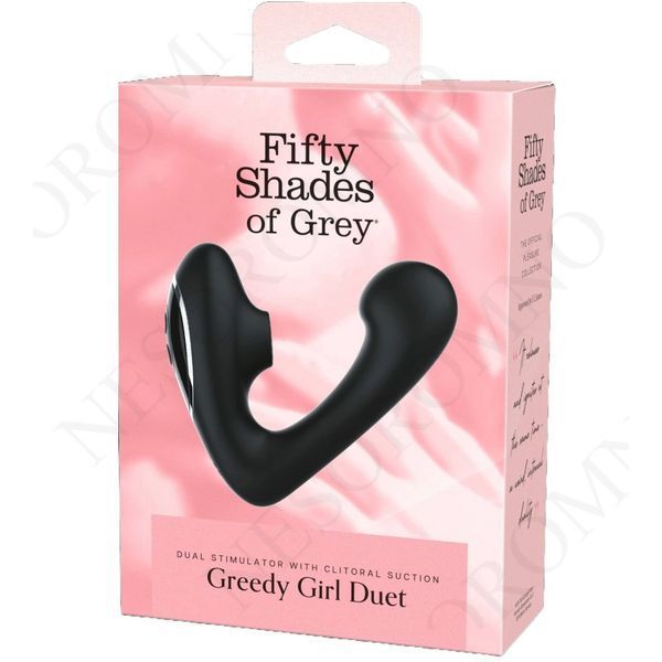 Вібратор-дует Fifty Shades of Grey Greedy Girl вакуумна стимуляція та точка G, чорний FSG86913 фото