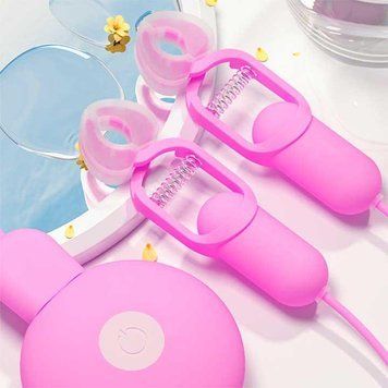 Затискачі для сосків з вібрацією "GALAKUin" USB 10 режимів - Рожевий - Садо-мазо X0000563-1 фото