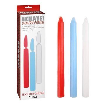 Низькотемпературна свічка для сексу 3 шт Behave Luxury Fetish 18 см 1,6 см Chisa 78235 /CN-632178235 фото