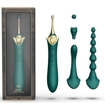 Вібратор двосторонній універсальний ZALO BESS2 Turquoise Green ZL03101 фото