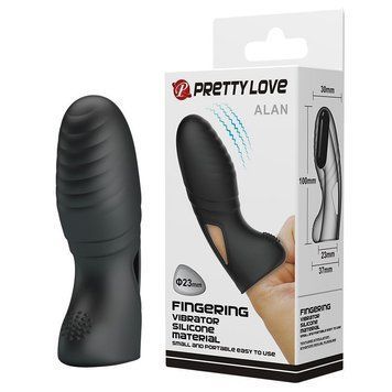 Вібронасадка на палець PRETTY LOVE ALAN, чорна, 10 х 3 см BI-014750 фото
