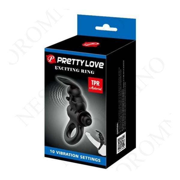 Ерекційне віброкільце зі стимуляцією клітора Pretty Love, чорне PL66031192 фото