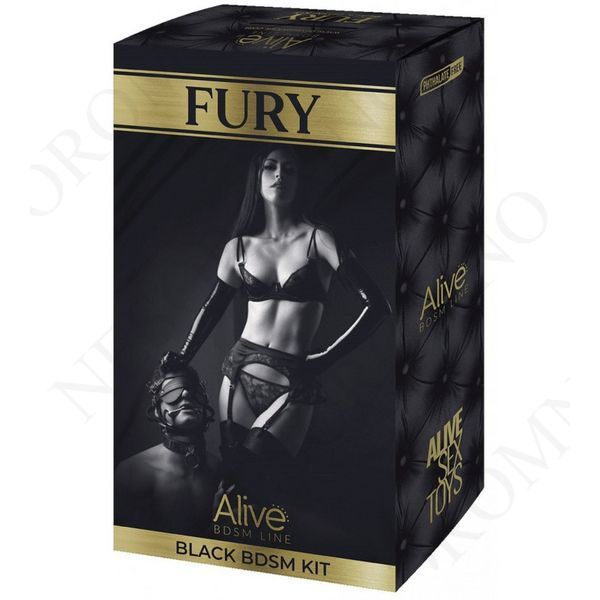 Набір БДСМ Alive Fury чорний, 10 предметів AV33619 фото