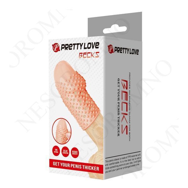 Стимулююча насадка на голівку пеніса Pretty Love Becks з пухирцями, бежева, 8 &times; 3,8 см BI-026290 фото