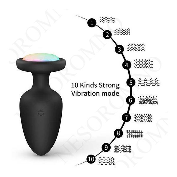 Світна анальна пробка з вібрацією 10X Light Up Rechargeable Anal Plug - 9,8*4,4 см - Анальні іграшки X0000752 фото
