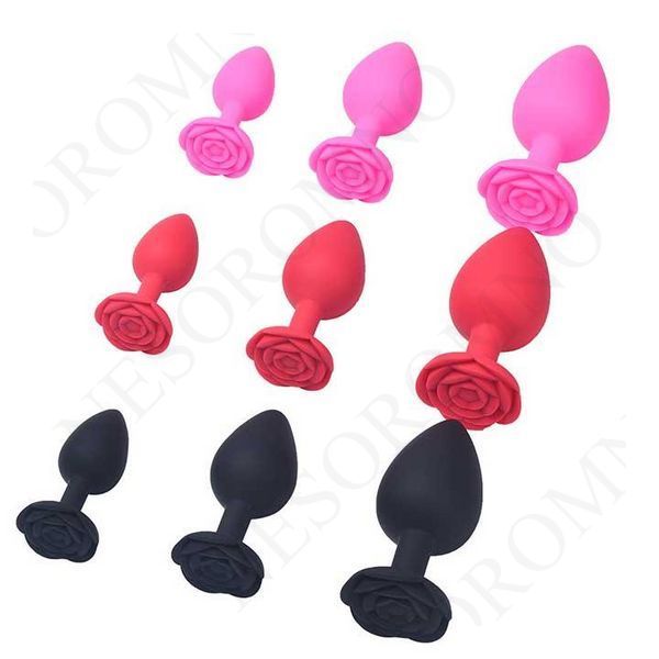 Силіконова анальна пробка "Роза" - 8*3.5 см (M) - Чорний &mdash; Анальні іграшки X0000795-2 фото