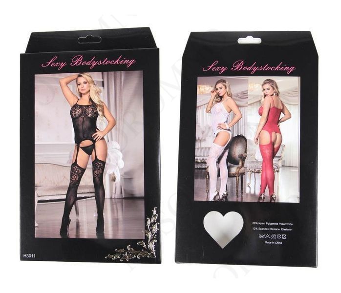 Комбінезон прозорий Star Night Foxy Suspender Style з імітацією панчох, чорний H3011 фото
