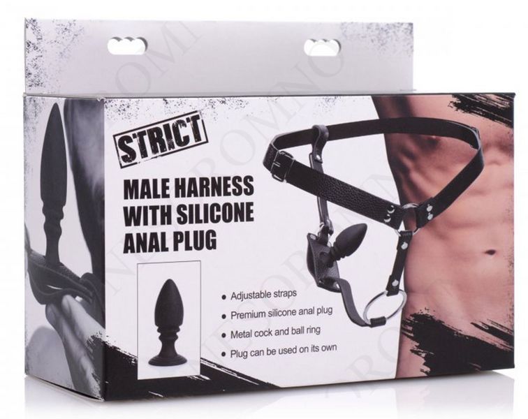 Портупея труси з кільцем на член Harness With Cock Ring And Anal Plug та анальною пробкою AF310 фото