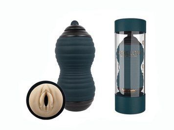 Мастурбатор вагіна з кібершкіри Adrien Lastic Siltex Ultra, бежевий у сірій колбі AL275222 фото