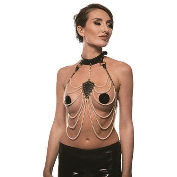 Нашийник з перловим намистом BDSM Guilty Pleasure Pearl, 6 рядів, на зав'язках GP520147 фото