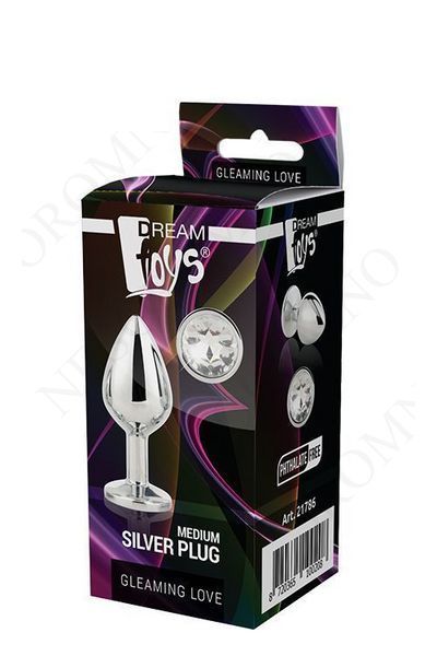 Dt21786 анальна пробка з каменем GLEAMING LOVE SILVER PLUG MEDIUM  DT21786 фото