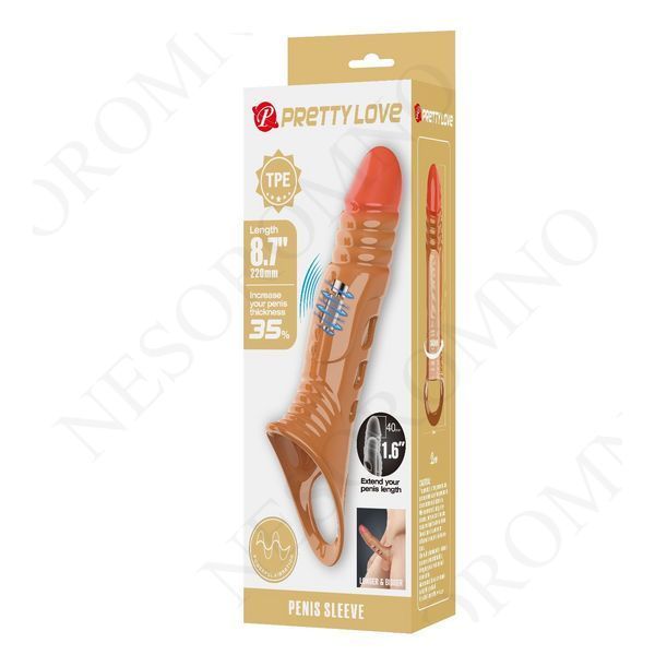 Подовжуюча вібронасадка на пеніс Pretty Love Penis Sleeve, реалістична, 22 &times; 5,5 см BI-026241Z-1 фото