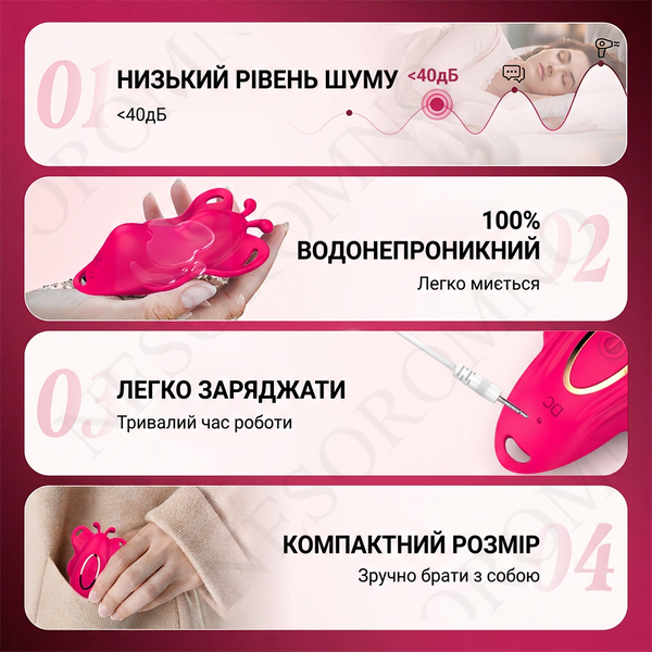 Силіконовий Smart вібратор-трусики LoveSpouse Panties безшумний з ремінцями 9 режимів Рожевий X00001248-1 фото