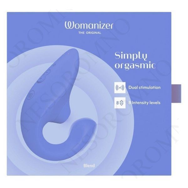 Вібратор-стимулятор подвійний Womanizer Blend Vibrant для точки G та клітора, блакитний WM23766 фото