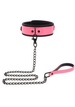 Нашийник з повідцем, що світиться в темряві Taboom Glow In the Dark Collar and Chain Leash, рожевий TB17204 фото