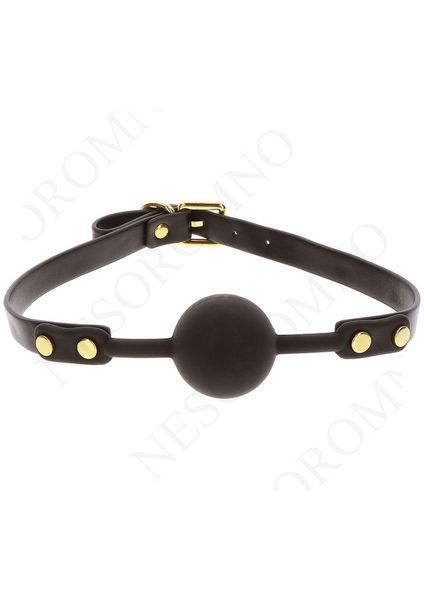 Кляп-кулька з золотою фурнітурою Taboom Ball Gag, чорний TB17424 фото
