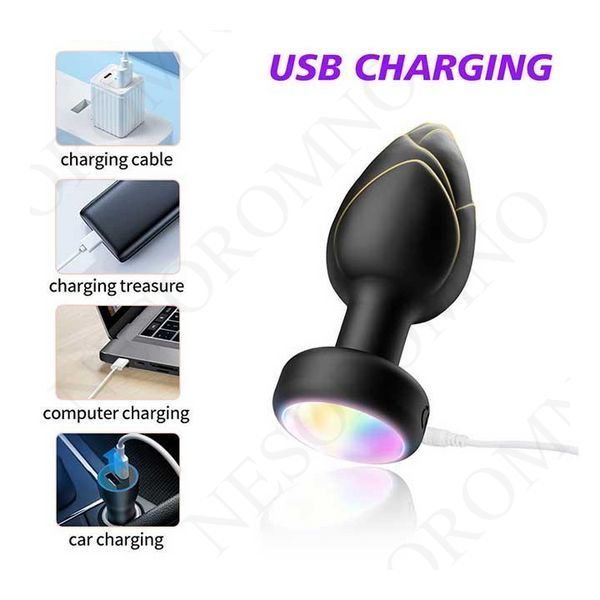 Анальна пробка що світиться з вібрацією і Д/К Light Anal Plug 3,5*9 см чорний &mdash; Анальні іграшки  X00001123-1 фото