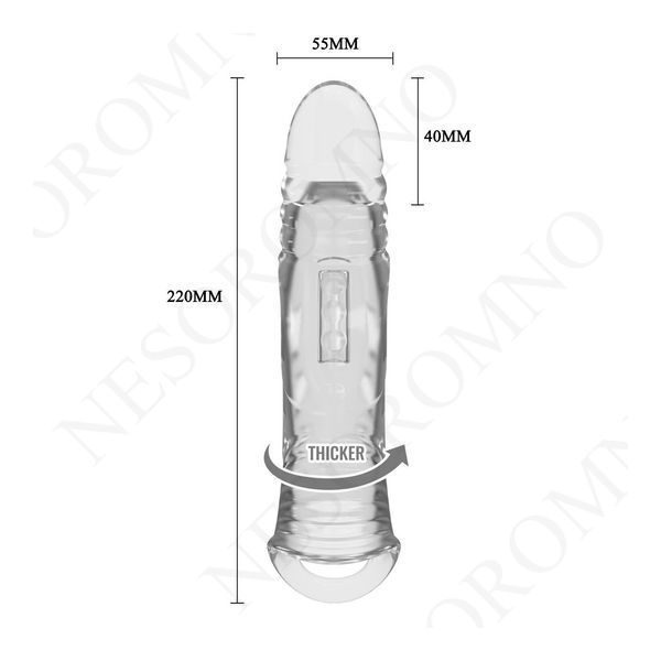 Подовжуюча насадка на пеніс Pretty Love Penis Sleeve, прозора, 22 &times; 5,5 см BI-026241NM фото