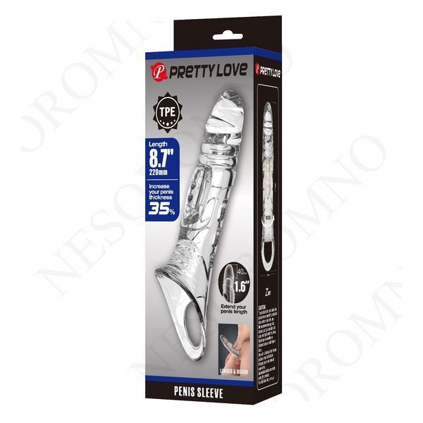 Подовжуюча насадка на пеніс Pretty Love Penis Sleeve, прозора, 22 &times; 5,5 см BI-026241NM фото