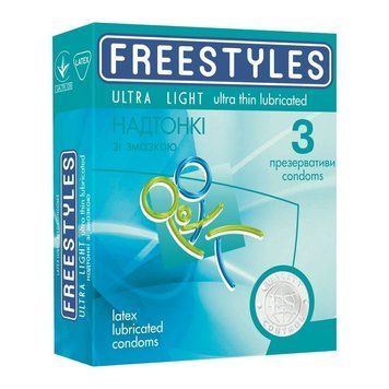 Презервативи ультратонкі FREESTYLES Ultra Ligh латексні, 0.04 мм (ціна за упаковку, 3 шт.) L103020 фото