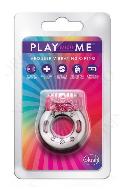 Ерекційне віброкільце Blush Play With Me з рельєфним метеликом для стимуляції клітора T331766 фото