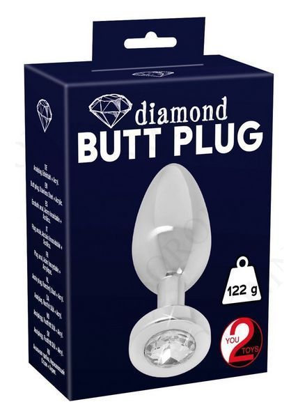 Анальна пробка з каменем You2Toys Jewel Buttplug, срібляста, Small 523046 фото