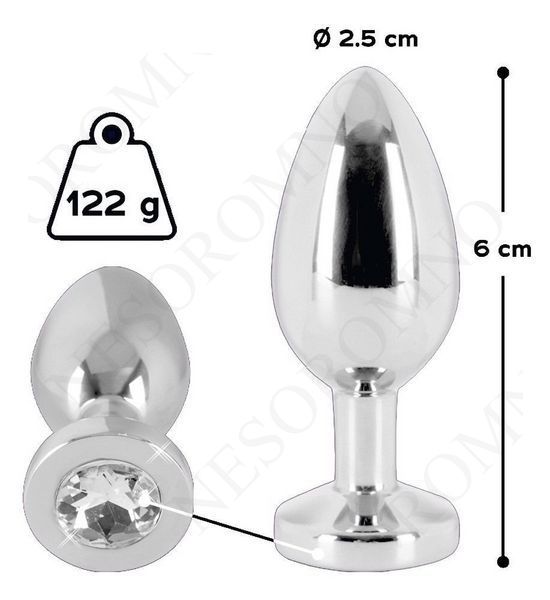 Анальна пробка з каменем You2Toys Jewel Buttplug, срібляста, Small 523046 фото