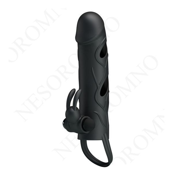 Вібронасадка на пеніс PRETTY LOVE Penis Sleeve, чорна, 12 &times; 3,3 см 26216-1 /66030526 фото