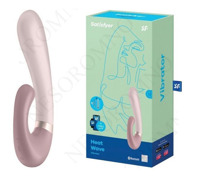 Подвійний смарт вібратор з функцією нагріву Satisfyer Heat Wave Connect App Mauve ніжно-рожевий T360378 фото