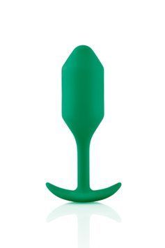 Анальна пробка із зміщеним центром ваги B-Vibe Snug Plug 2, силіконова, зелена 65123 /BV-008 GRN фото