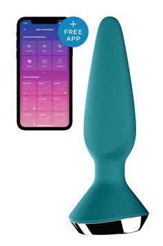 Анальна пробка з двома моторами та керуванням з телефону Satisfyer Plug-ilicious 1 Petrol, зелений T360156 фото