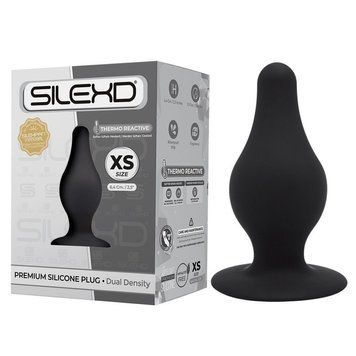 Анальна пробка термореактивна Silexd Plug Model 2 конічної форми, чорна, XS SL230597 фото