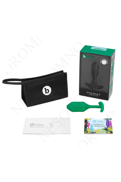 Анальна пробка із зміщеним центром ваги B-Vibe Snug Plug 2, силіконова, зелена 65123 /BV-008 GRN фото