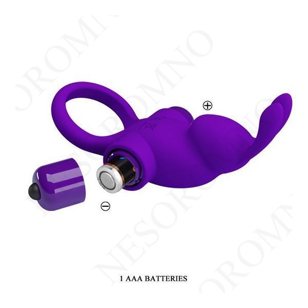 Кільце ерекційне у вигляді кролика Pretty Love Vibrant Penis Ring 1 фіолетове BI-210204-1 фото